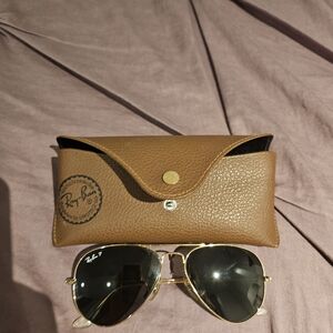 Ray-Ban Gold Frame Sunglasses with Black Lenses